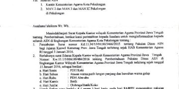 Edaran Pakaian Dinas ASN Kemenag