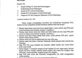 Surat Edaran Ketentuan Pakaian Dinas dan Korpri