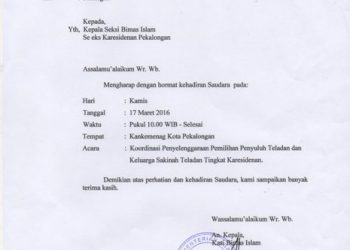 Undangan Rakor Kasi Bimas Islam Se eks Karesidenan Pekalongan